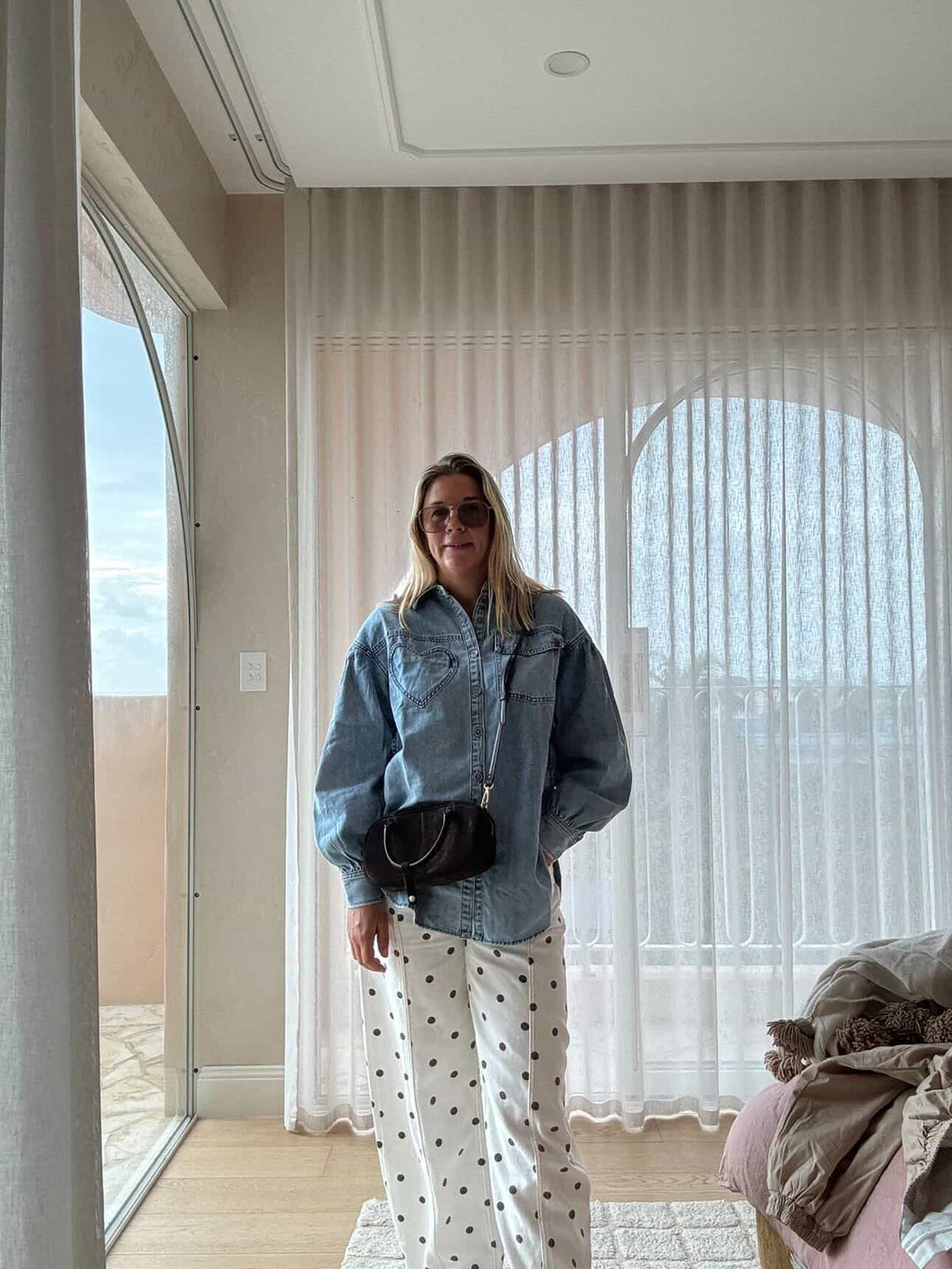 Barrel Leg Tan Dot pants