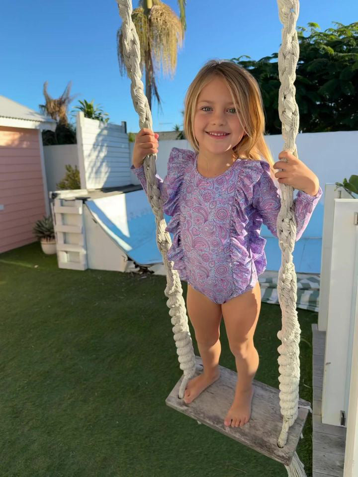 Ava Solid Back Girls Swimsuit