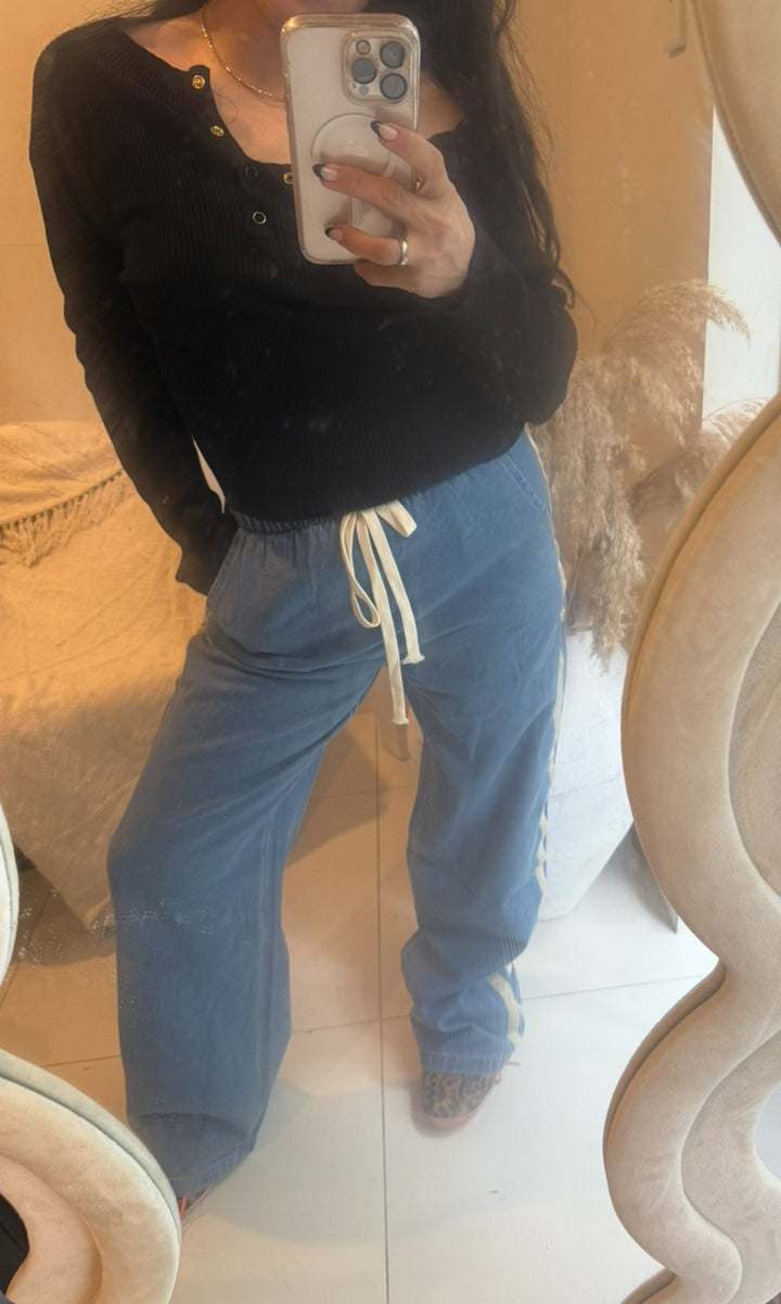 Chloe Light Denim Wash Jogger Pants