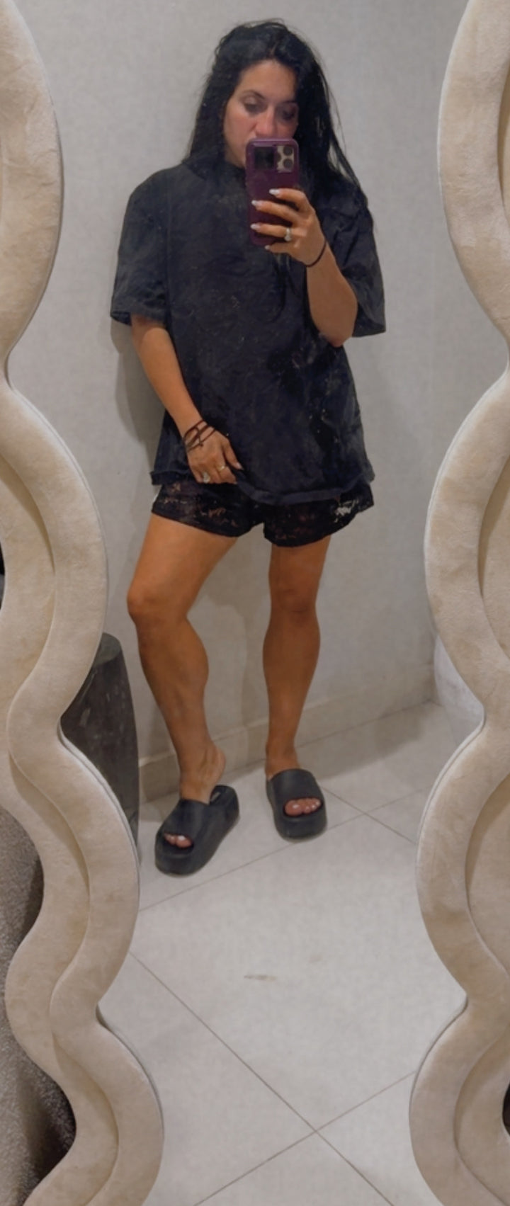 Black Lace Racer Shorts