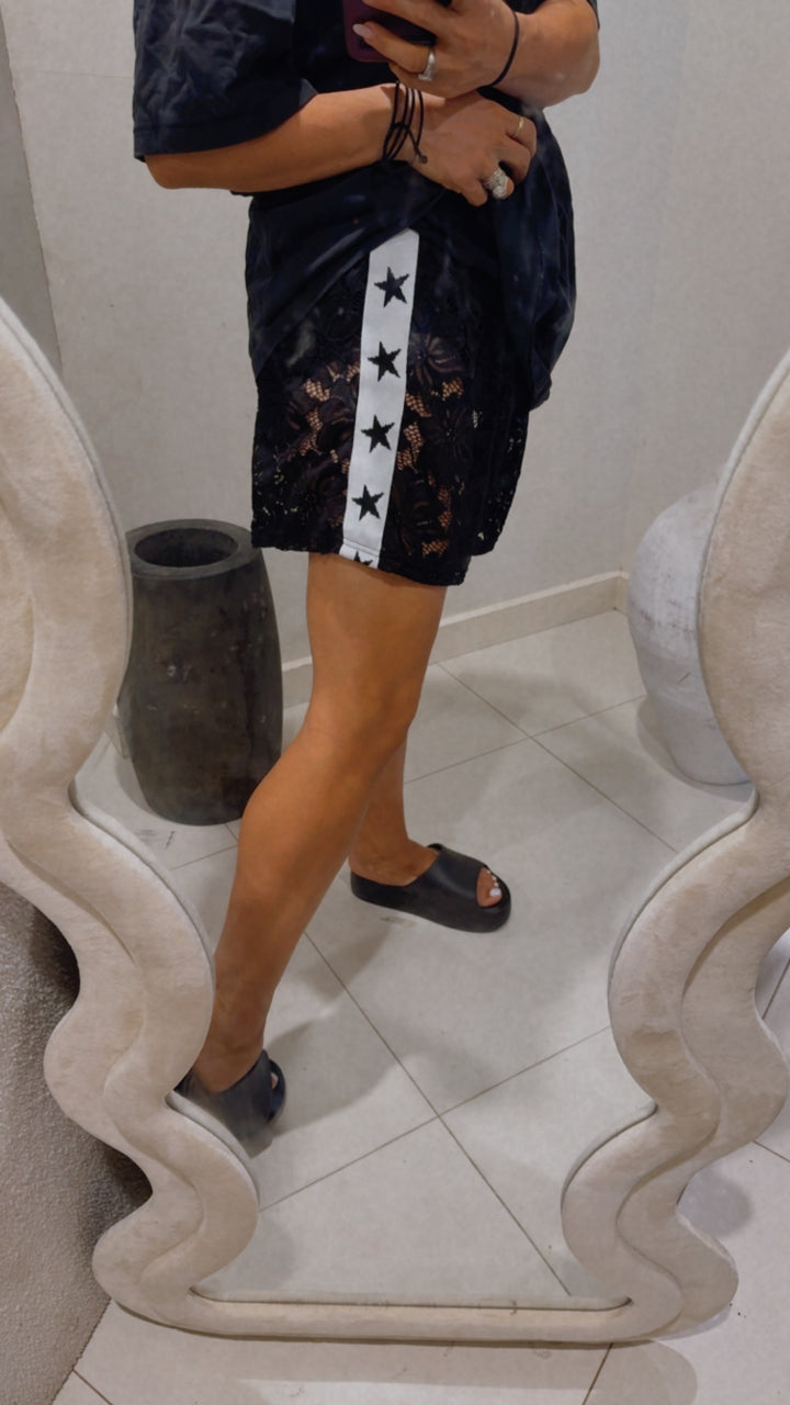 Black Lace Racer Shorts