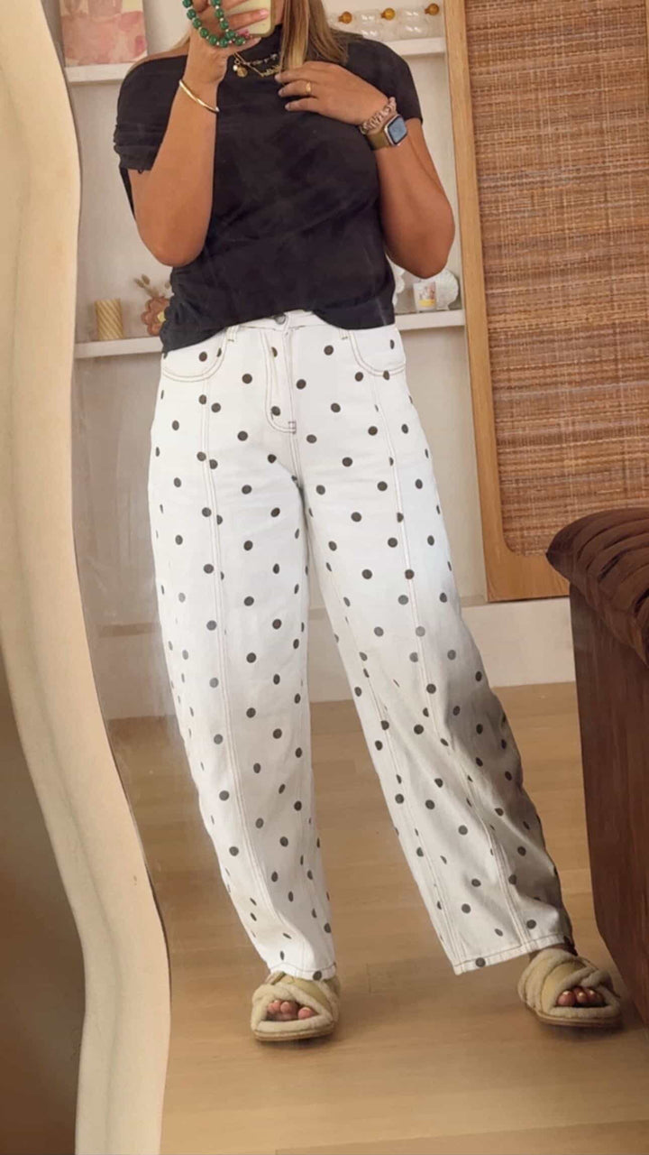 Barrel Leg Tan Dot pants