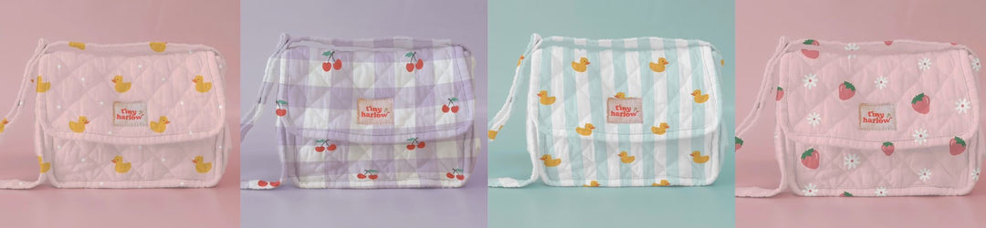 Tiny Harlow Convertible Doll's Nappy Bag Set - Pink Strawberry