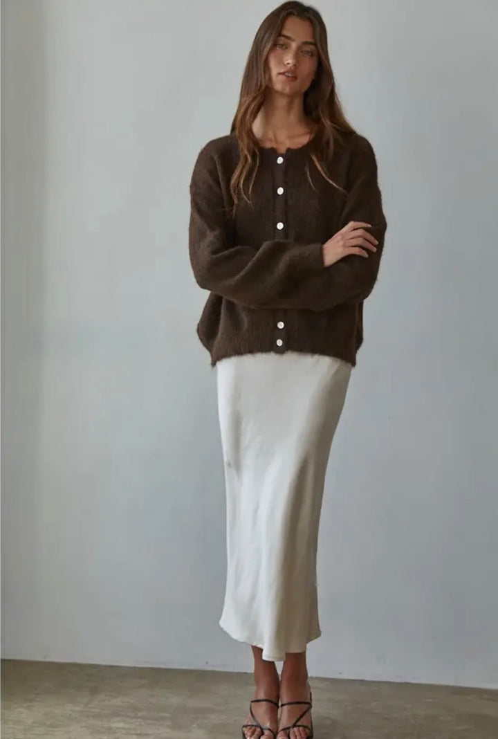 Coco Chocolate Button Knit