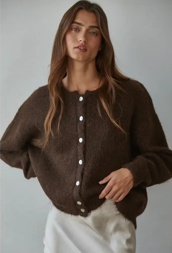 Coco Chocolate Button Knit