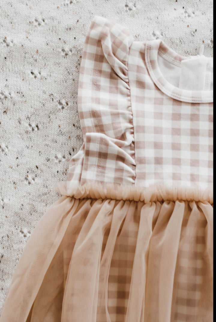 Gingham Jersey/Tulle Dress