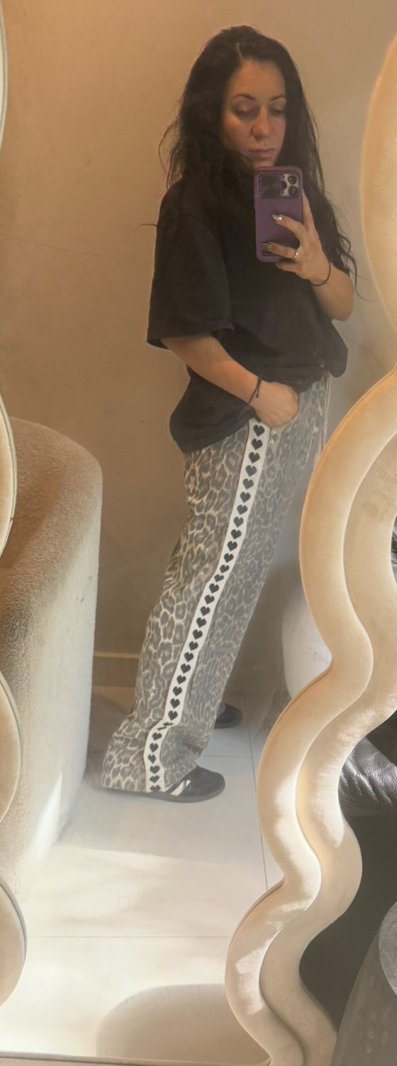 Chloe Black Hearts OG Light Leopard Wash Jogger Pants