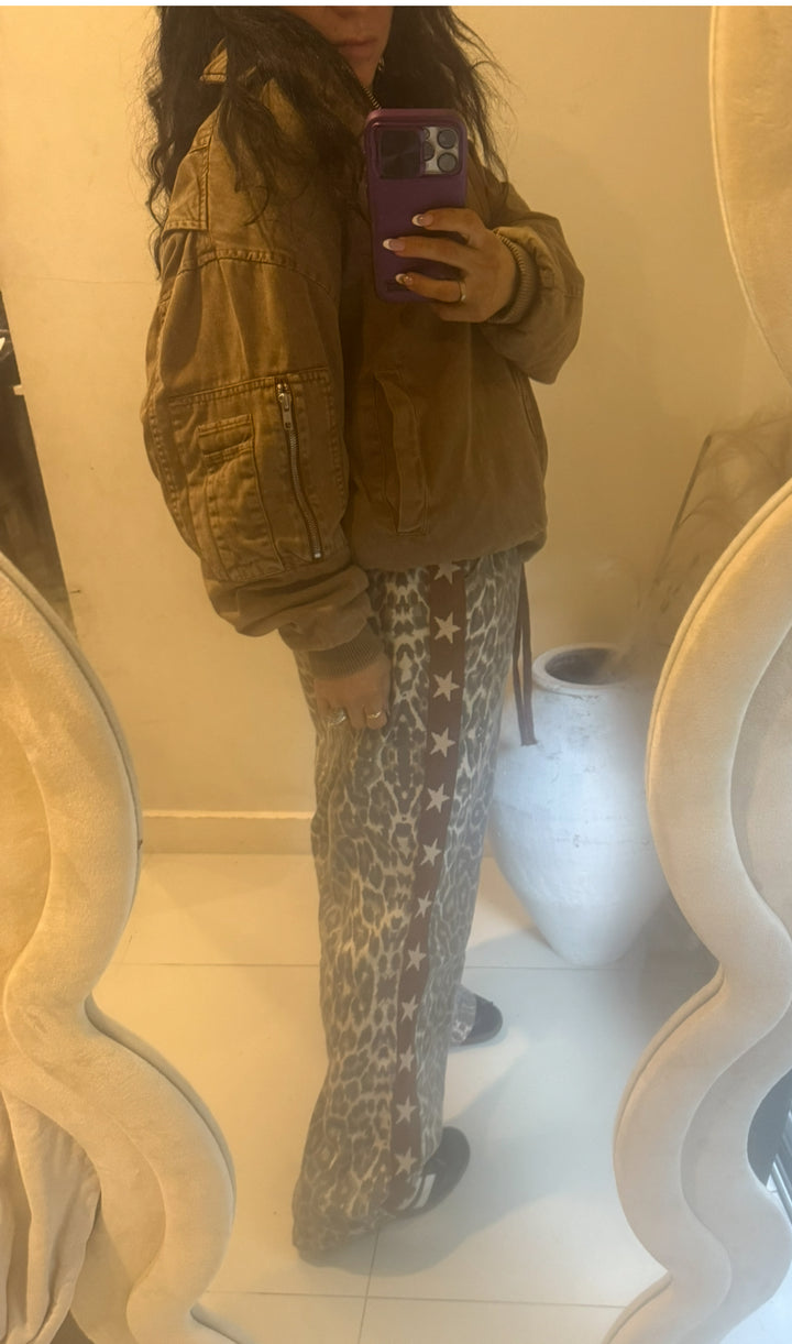 Chloe Brown Star OG Light Leopard Wash Jogger Pants