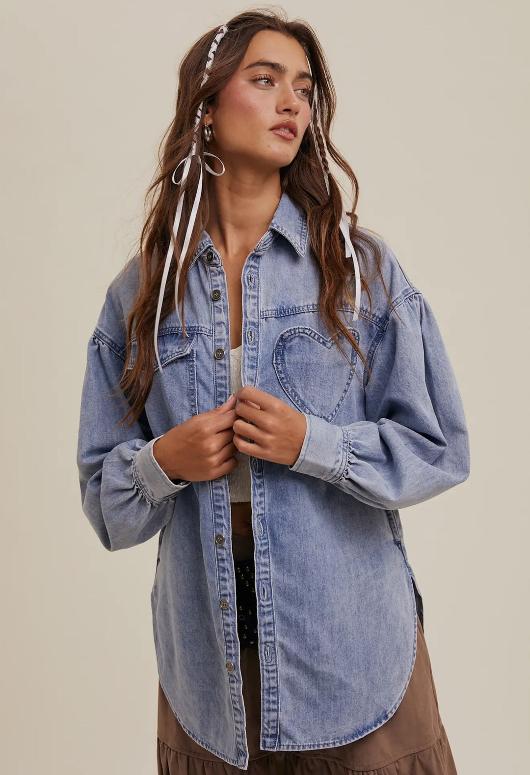 You have my Heart Oversized Denim Shirt