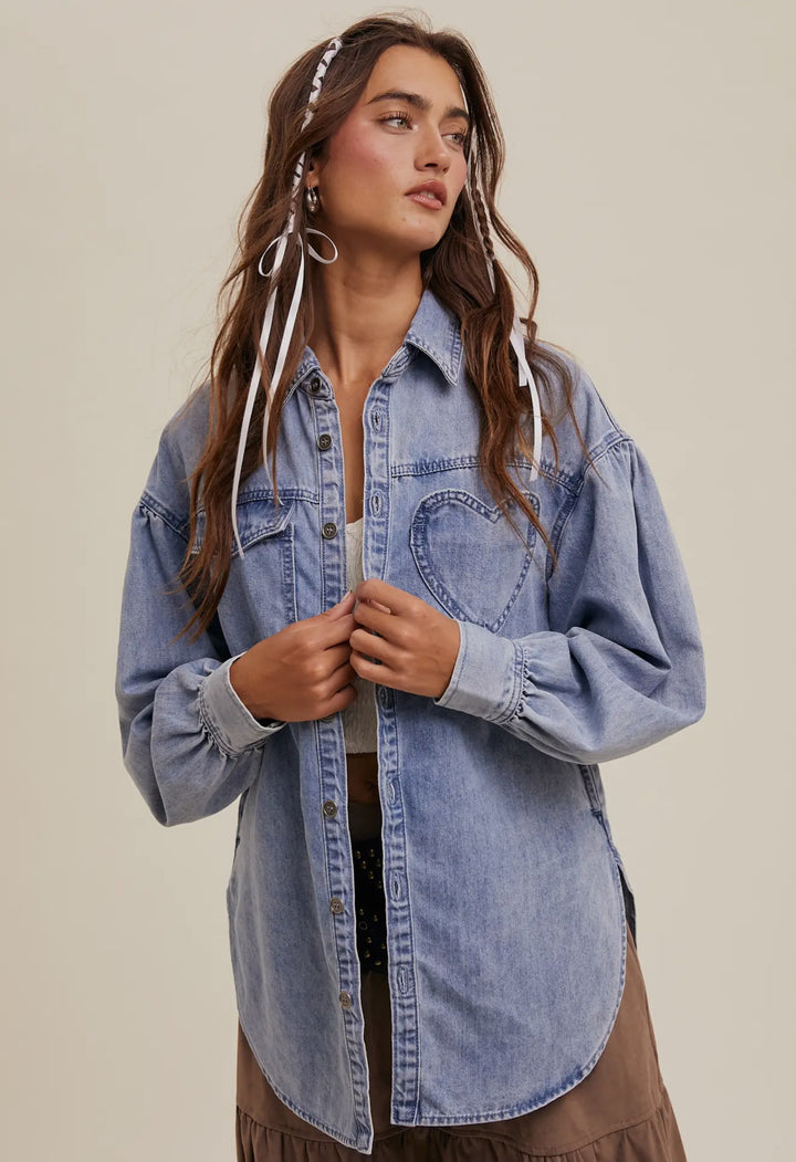 You have my Heart Oversized Denim Shirt