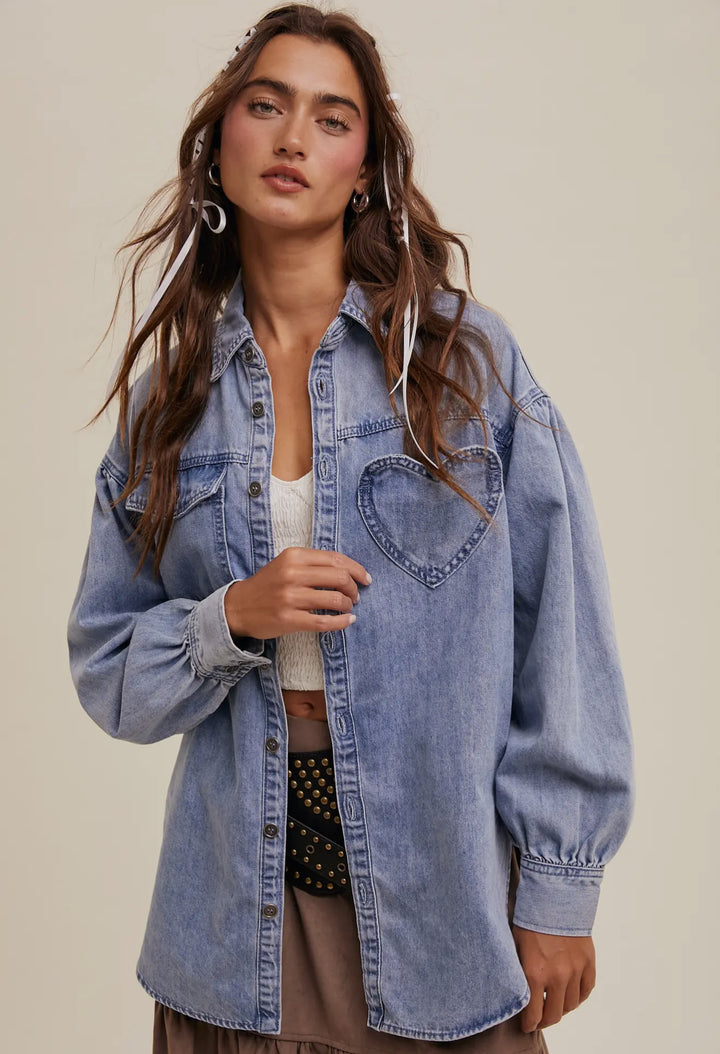 You have my Heart Oversized Denim Shirt