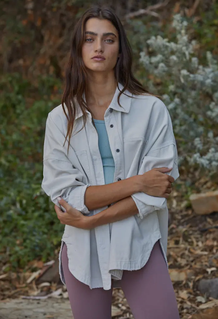Delilah Denim Button Down Jacket Stone