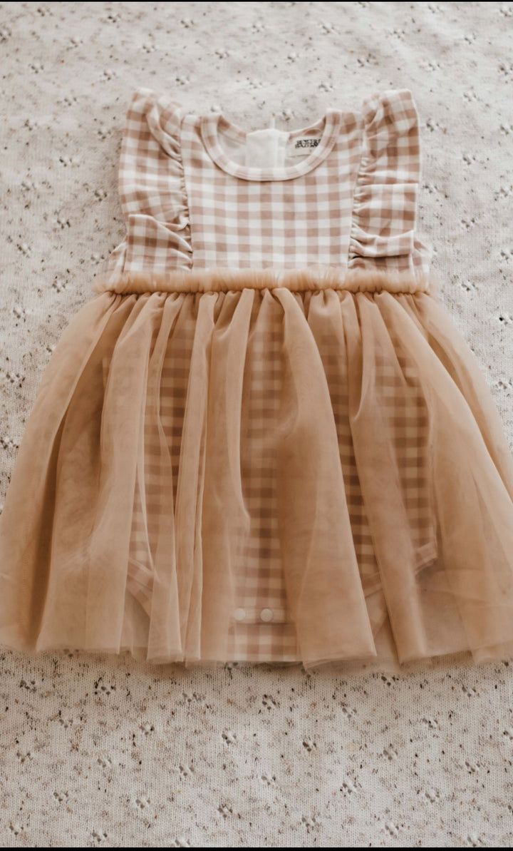 Gingham Jersey/Tulle Dress