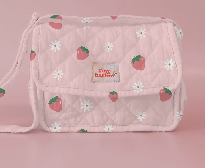 Tiny Harlow Convertible Doll's Nappy Bag Set - Pink Strawberry