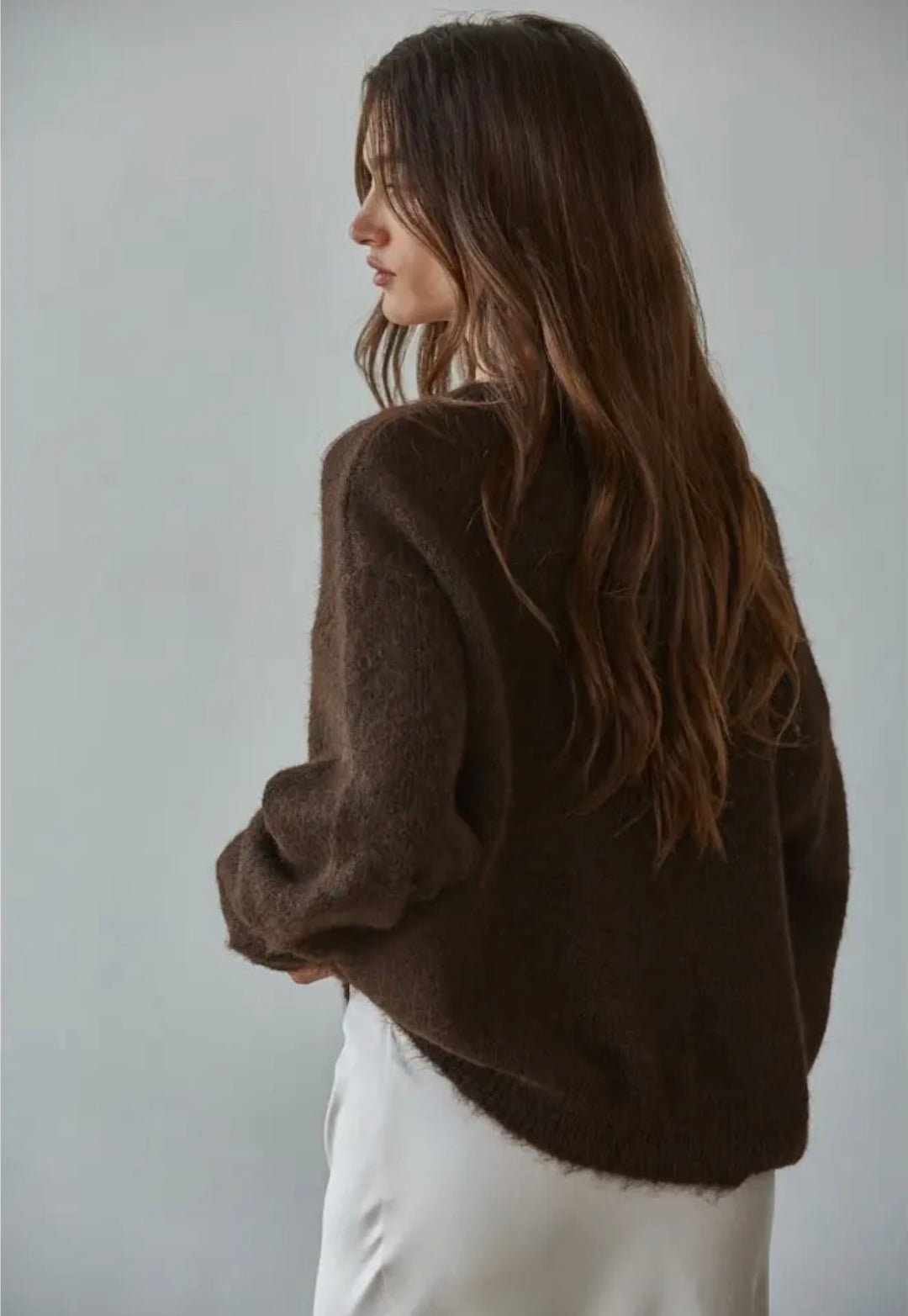 Coco Chocolate Button Knit