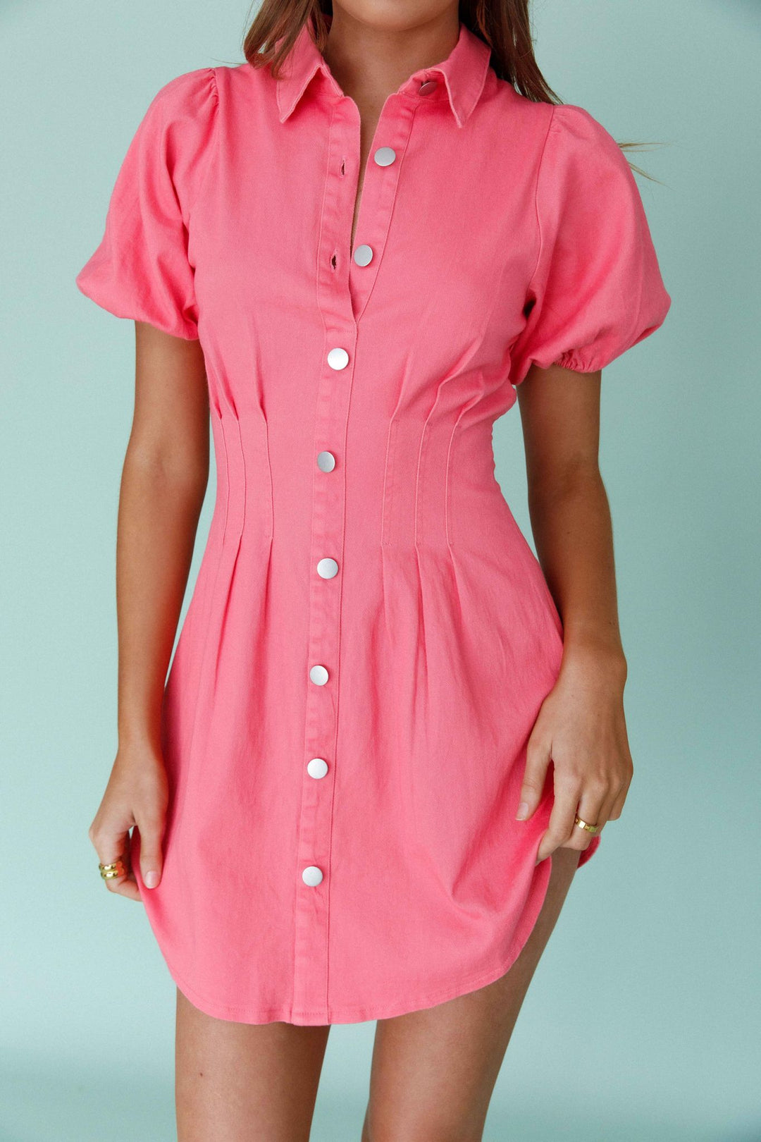 Drew Pink Denim Mini Dress