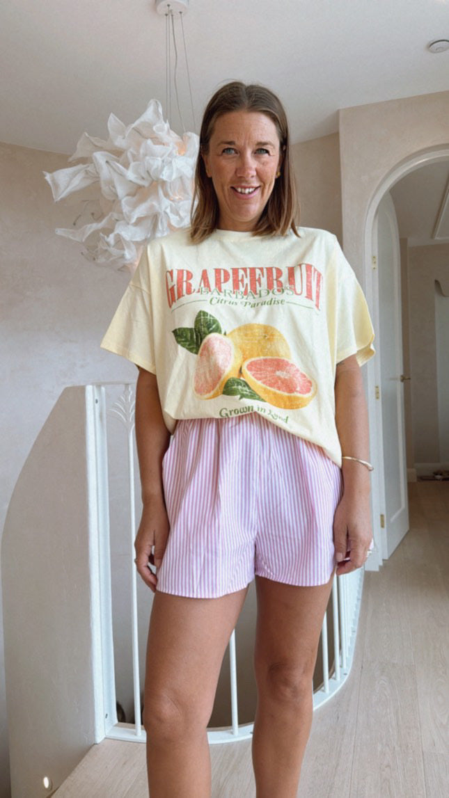 Penny Pink Striped Racer Shorts White Stripe