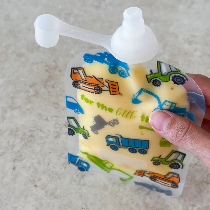 Sinchies 150ml Reusable Food Pouches - Trucks and Diggers (10 Pack)