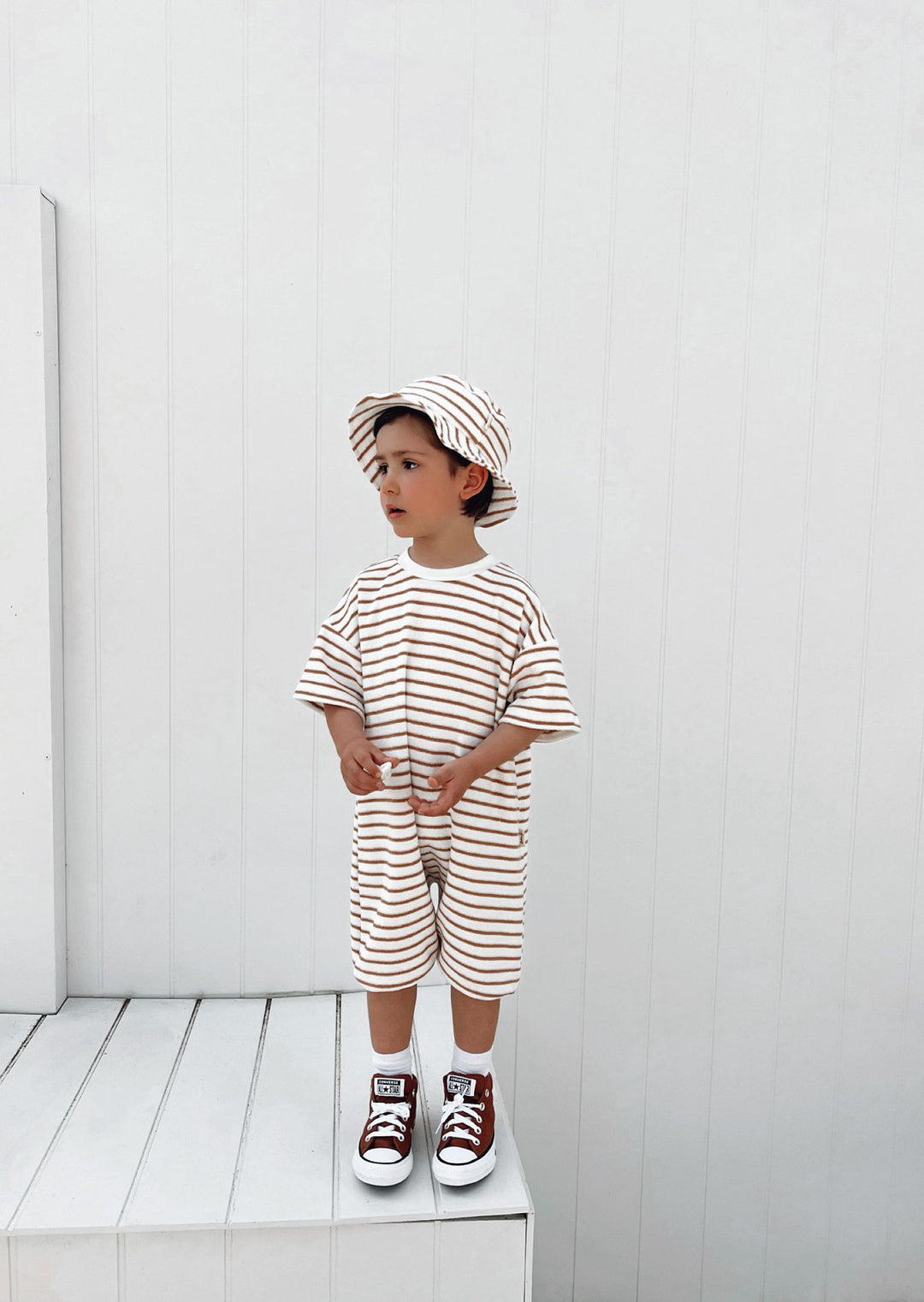 Roomy romper - Caramel Stripes- Bobby G