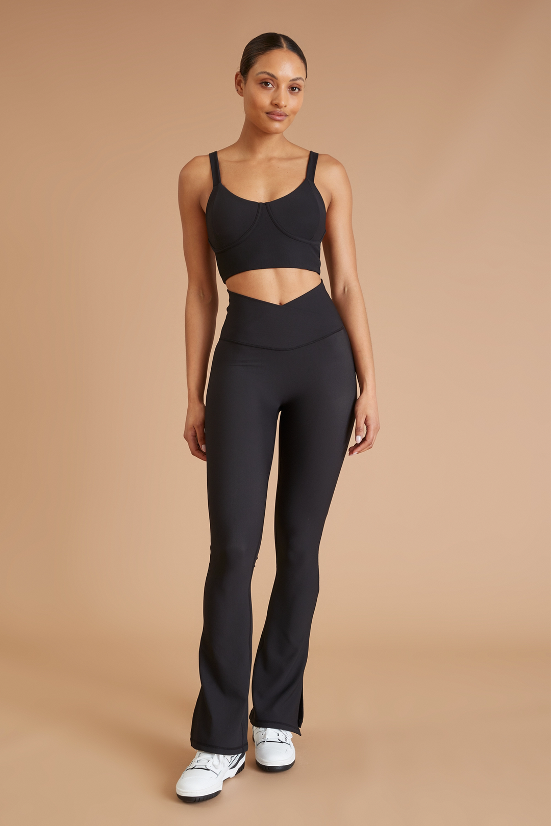 Eco Rib V-Waist Split Flare (Black)