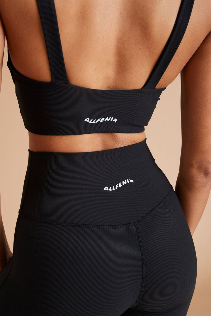 Eco Rib V-Waist Split Flare (Black)
