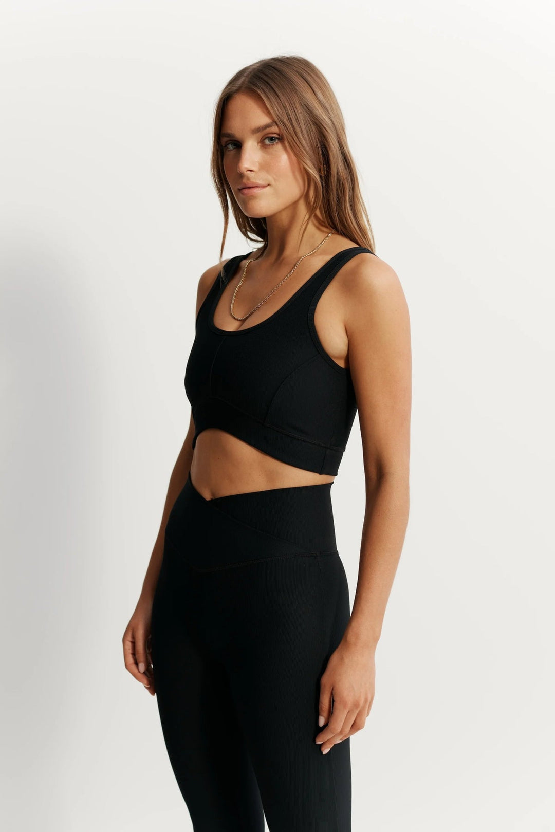 Eco Rib V-Waist Split Flare (Black)