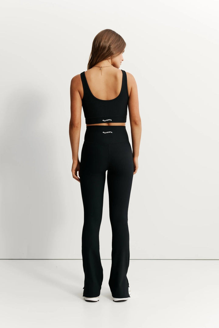 Eco Rib V-Waist Split Flare (Black)