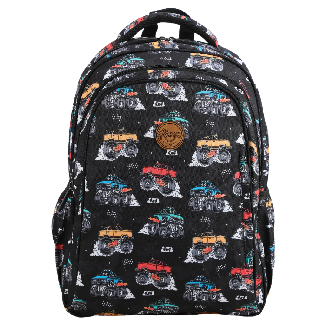 MONSTER TRUCKS MIDSIZE KIDS BACKPACK- Alimasy