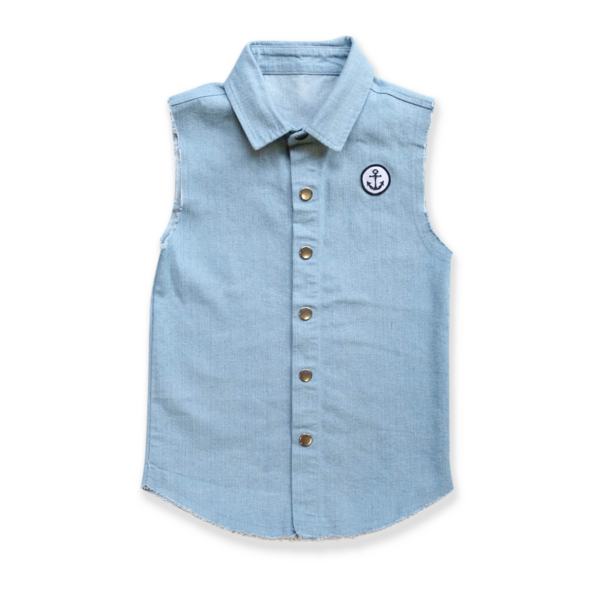 Denim sleeveless shirt