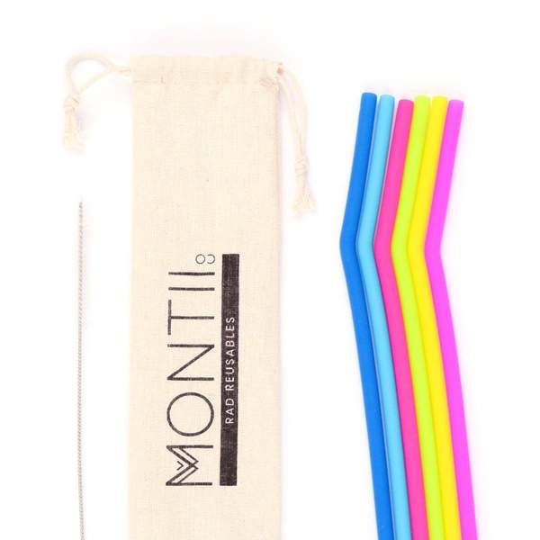 MontiiCo Silicone Straw Set Rainbow