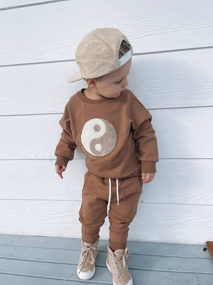 ORGANIC COTTON YIN YANG JUMPER - CHOCOLATE