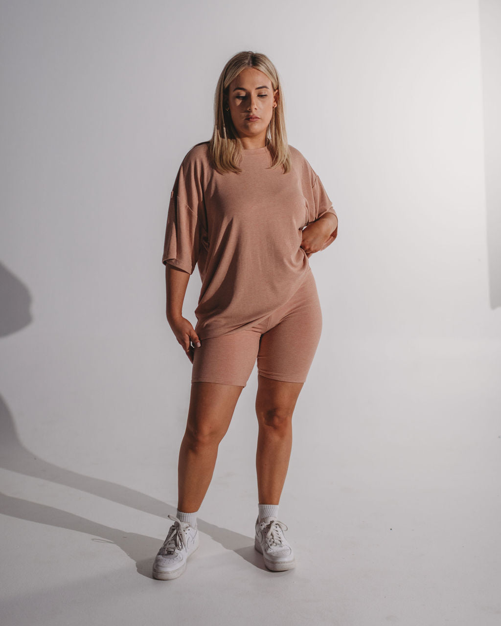 Women's Ribbed Bamboo Spandex Street Set - Tanned