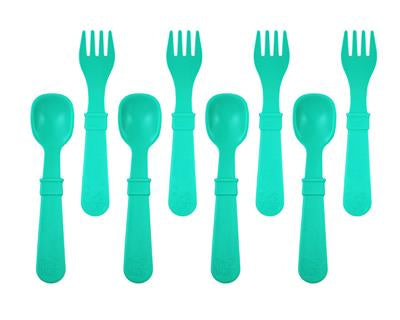 Re-Play Fork and Spoon (1 of each) - Aqua