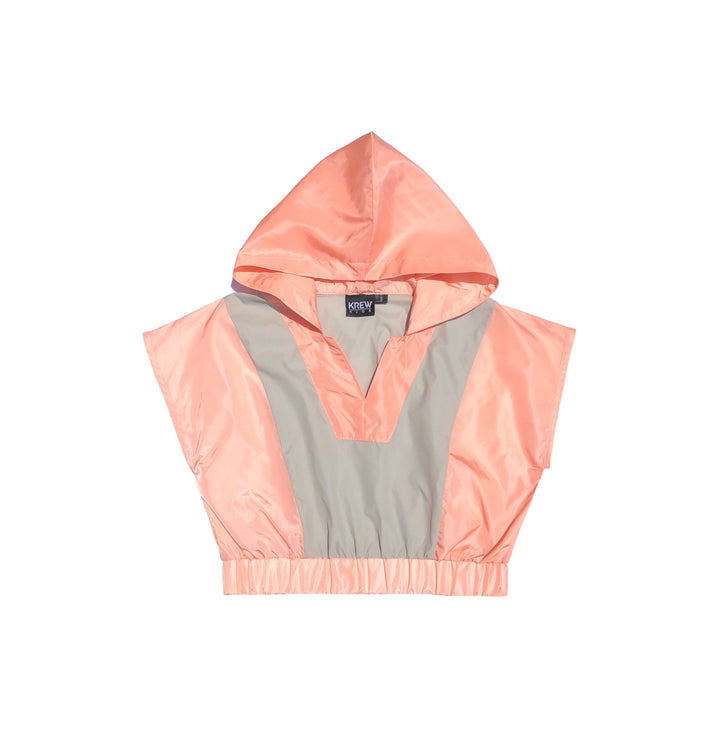 Shell Panel Hoodie Luxe Top Peach/grey