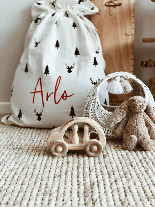 Reindeer and Trees Santa Sack personalised