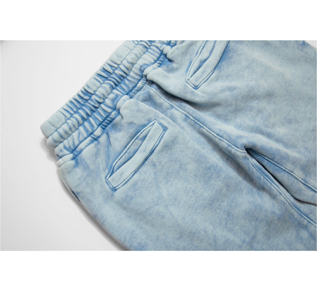 BASIC JOGGER PANTS - ACID WASH BLUE