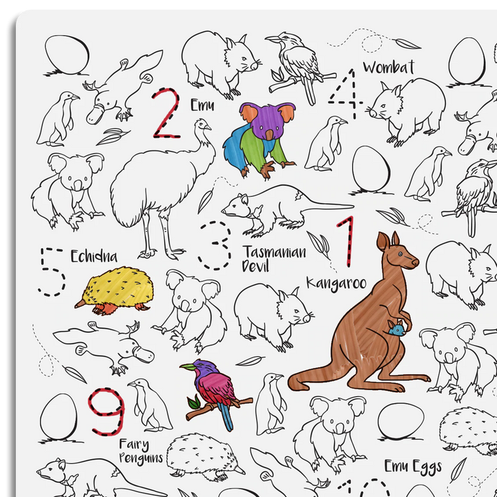 123 Aussie Animals Hey Doodle Mat