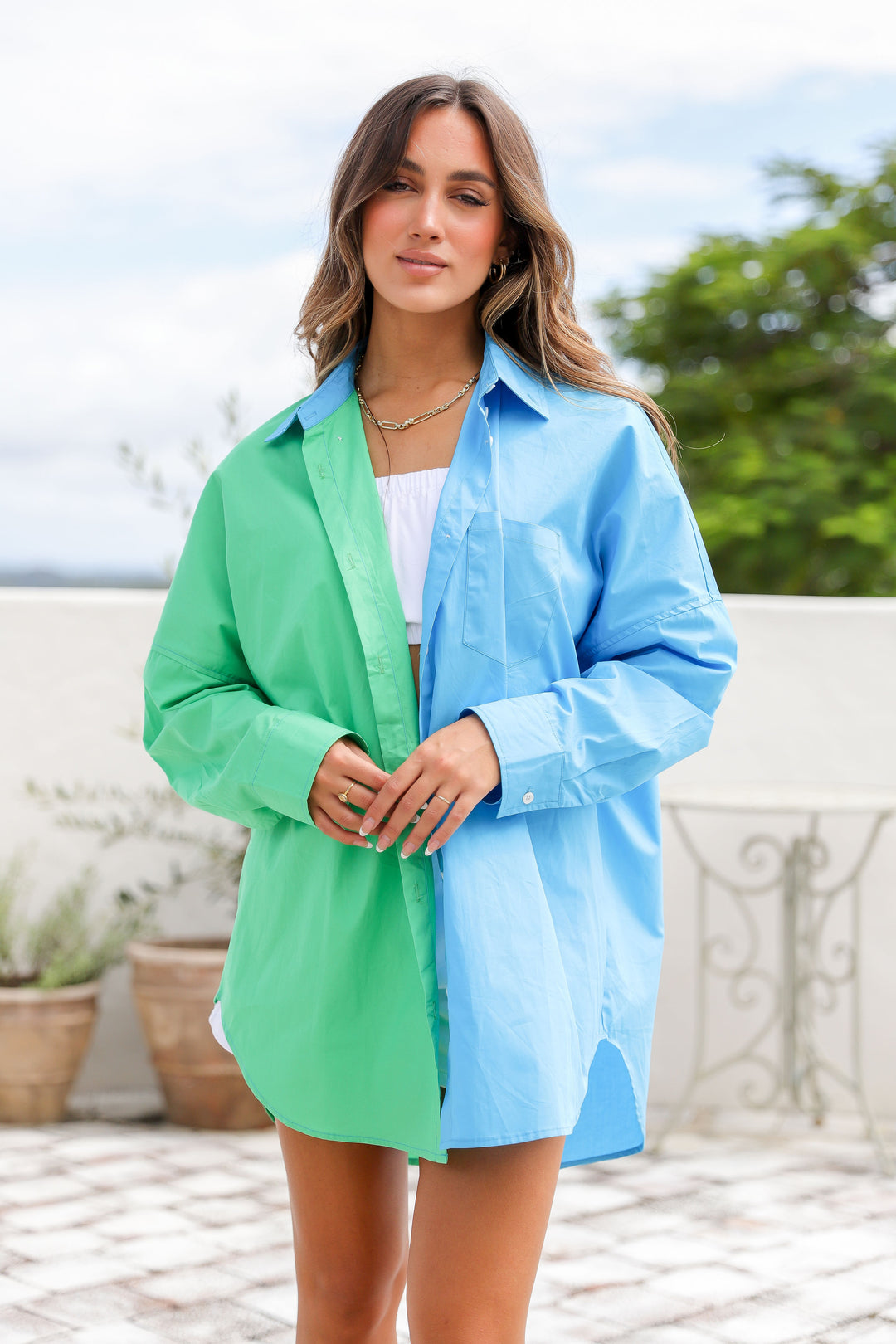 Green and Blue oversized shirt