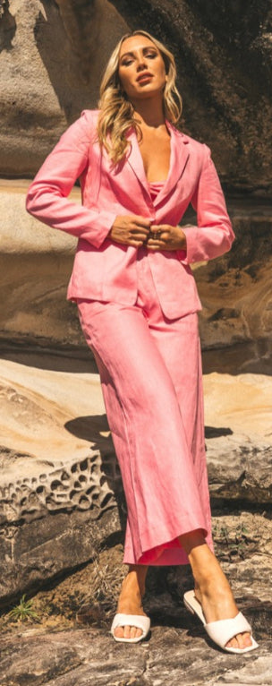 Lux Pink Linen Blazer