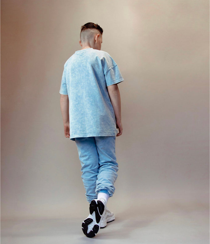 BASIC JOGGER PANTS - ACID WASH BLUE