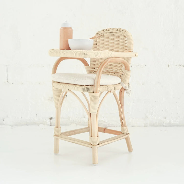 Tiny harlow rattan doll's highchair