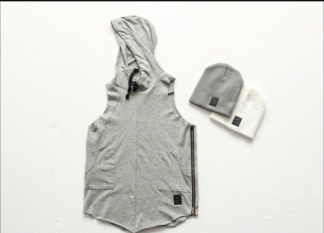 Grey oversized hooded vest