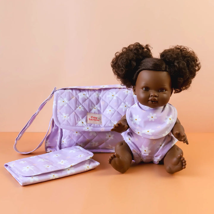 Tiny Harlow Doll's Nappy Bag - Lilac Daisy