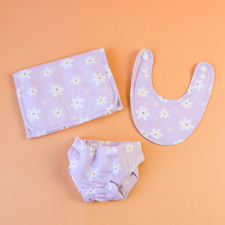 Tiny Harlow Doll's Nappy Bag - Lilac Daisy