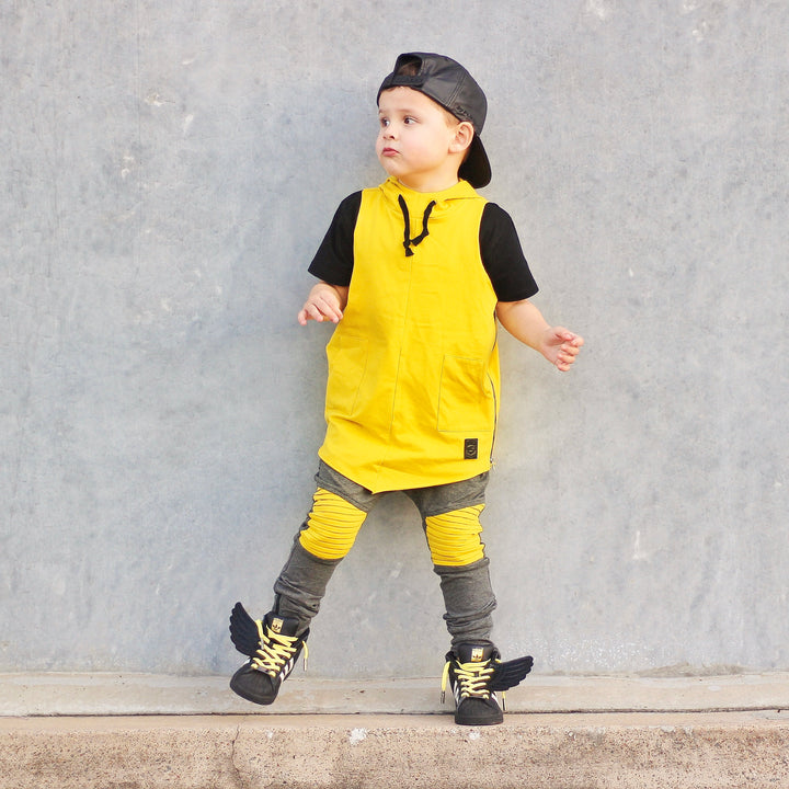 Mustard oversized hooded vest