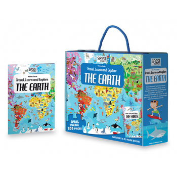 Sassi Travel, Learn and Explore - Puzzle and Book Set - The Earth, 205 pcs