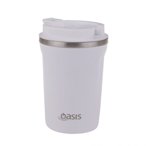White Stainless Steel Double Wall Insulated Travel Cup 380ml