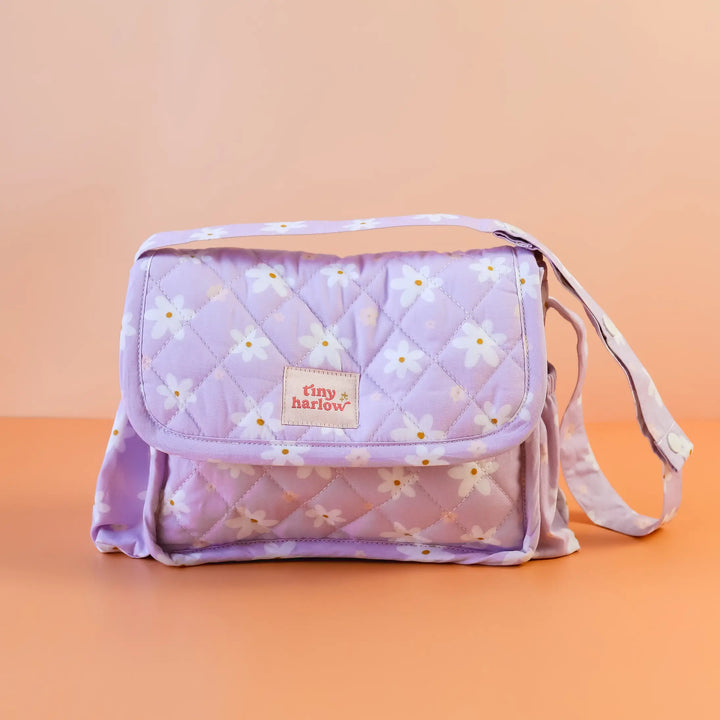 Tiny Harlow Doll's Nappy Bag - Lilac Daisy