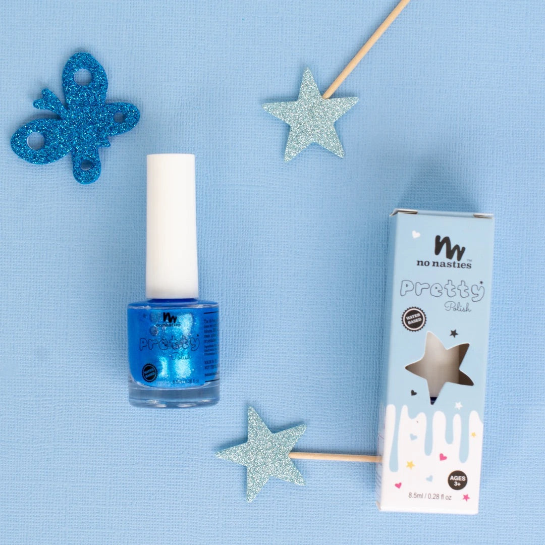 BRIGHT GLITTERY BLUE WATER-BASED, PEELABLE NAIL POLISH FOR KIDS - 8.5ML