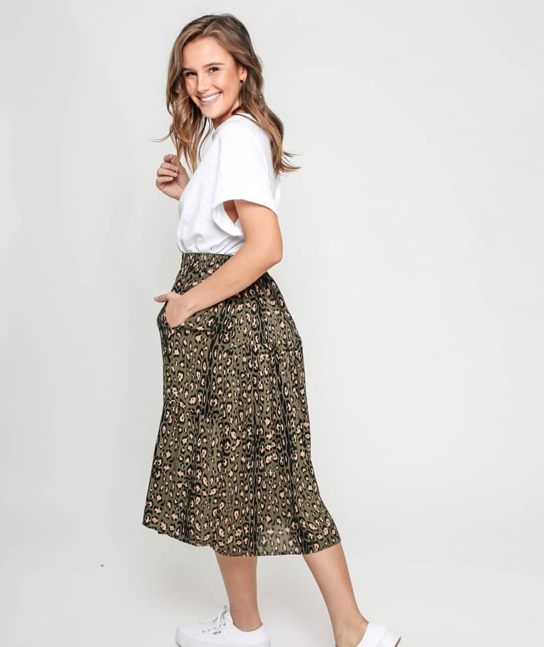 Khaki Leopard Skirt